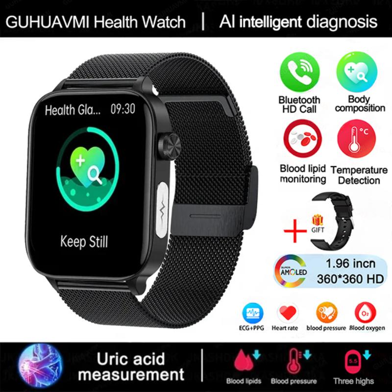 2026 New ECG+PPG Monitoring Smart Watch Women Blood Pressure Blood Lipid Uric Acid Women Menstrual Health Tracker Smartwatches
