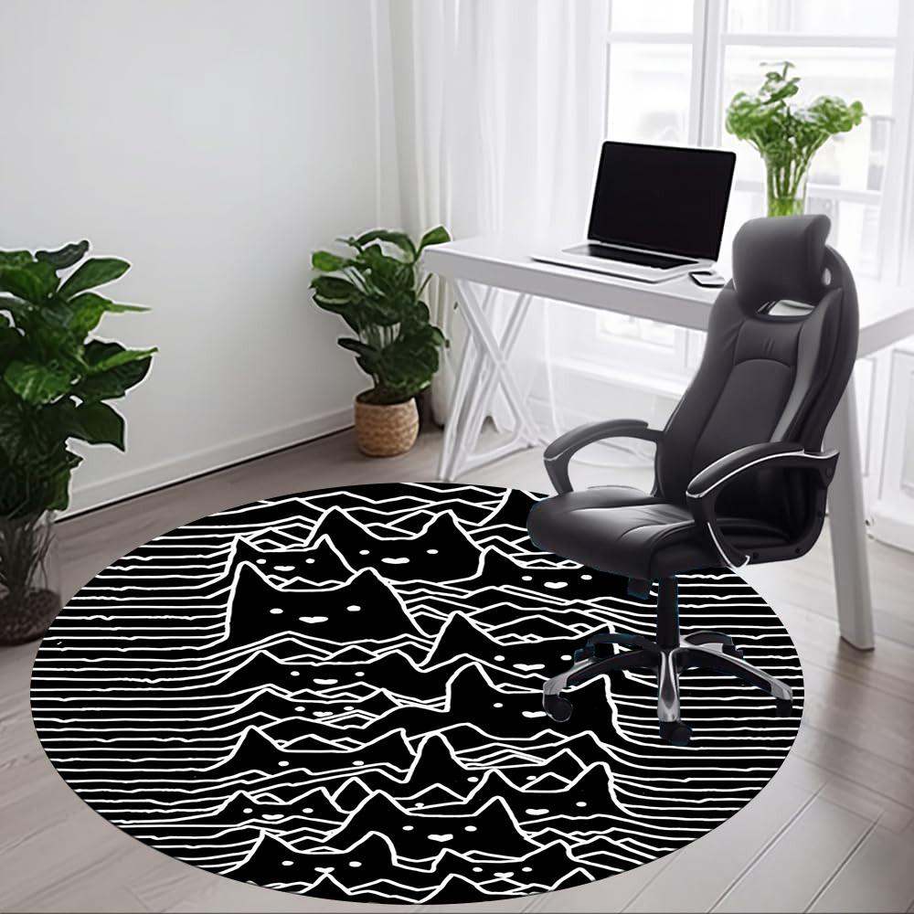 1pc Cat Mountain Office Round Area Rug, Indoor Mat Suitable For Office, Under Office Chairs Bedroom Living Room Home Decor, Room Deco