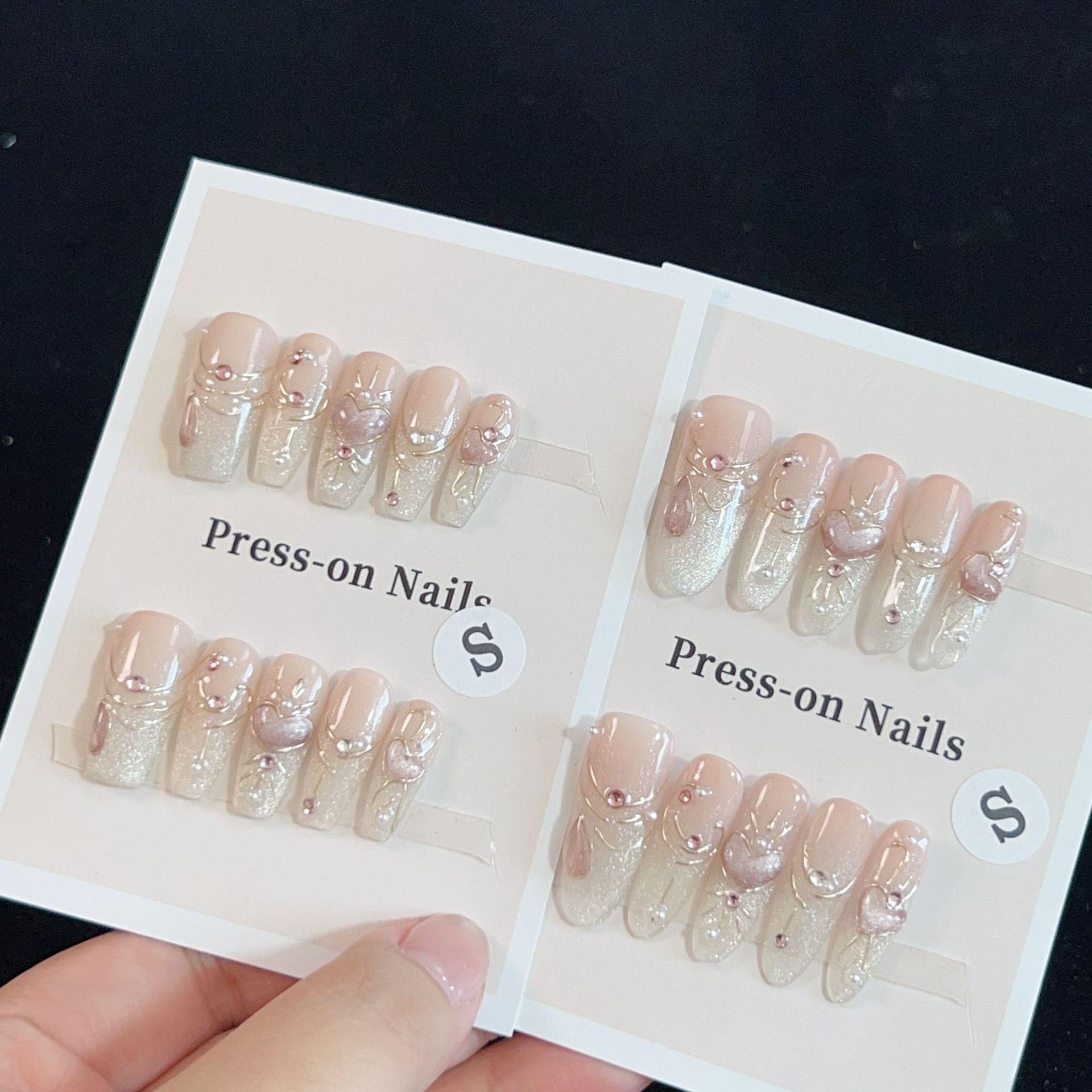 

Luxury Gradient Cat Eye Handmade Press-On Long Nails - Summer Art Collection Large L