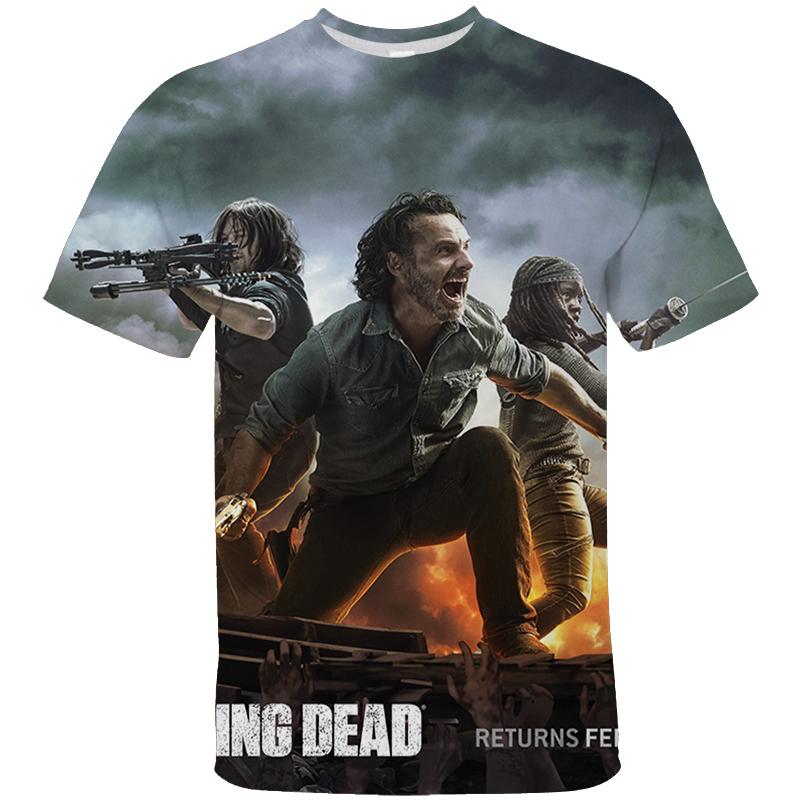 Movie The Walking Dead Graphic T Shirt Men's Clothes Horror 3D Printed Fashion Tees O-Neck T-shirt Harajuku Summer Unisex Tops
