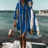 Summer New Casual Printed Dresses Women Loose Waist Long Sleeve Shirt Dresses