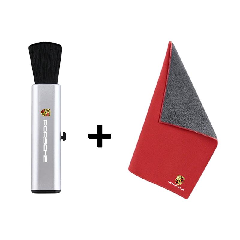 Car Interior Cleaning Soft Brush With Car Wash Towel Microfiber Cleaning Cloth For Porsche 911 718 Taycan Panamera Cayenne Macan HY7