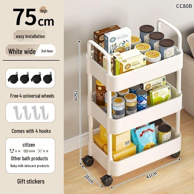 Mehrschichtiges Lagerregal mit Rollen für Küche, Wohnheim und Badezimmer