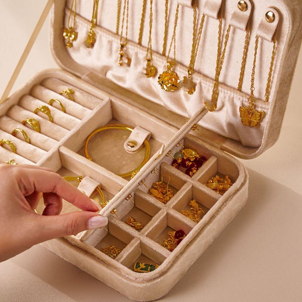 Large Capacity Velvet Jewelry Holder Bracelet Earrings Jewelry Storage Case  Vacation