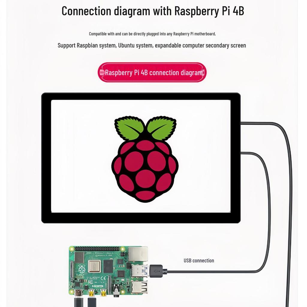 10.1/13.3" IPS HD Slim Touchscreen Monitor with One-Cable Connection for Secondary Screen and Industrial Control.