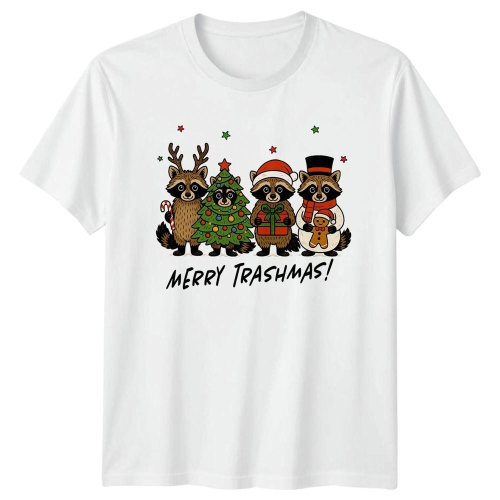 Merry Trashmas Christmas Raccoons Holiday Unisexs Unisexs Graphic Tee Shirt S