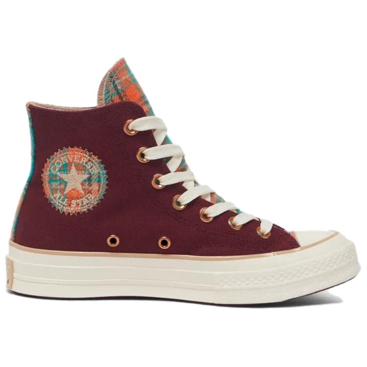 Converse  Chuck 70 High Canvas & Plaid - Deep Bordeaux Women Sneakers Purple Egret A12452C
