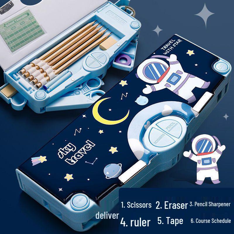 Cute Pencil Case for Girls, Kindergarten & Elementary Students: Multifunctional Stationery Box with Sharpener, Ruler & Scissors.