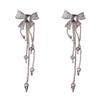 Fashion Long Tassel Butterfly Earrings Shiny Crystal Sweet Bowknot Tassel Earrings Zircon Drop Earrings Women Jewelry