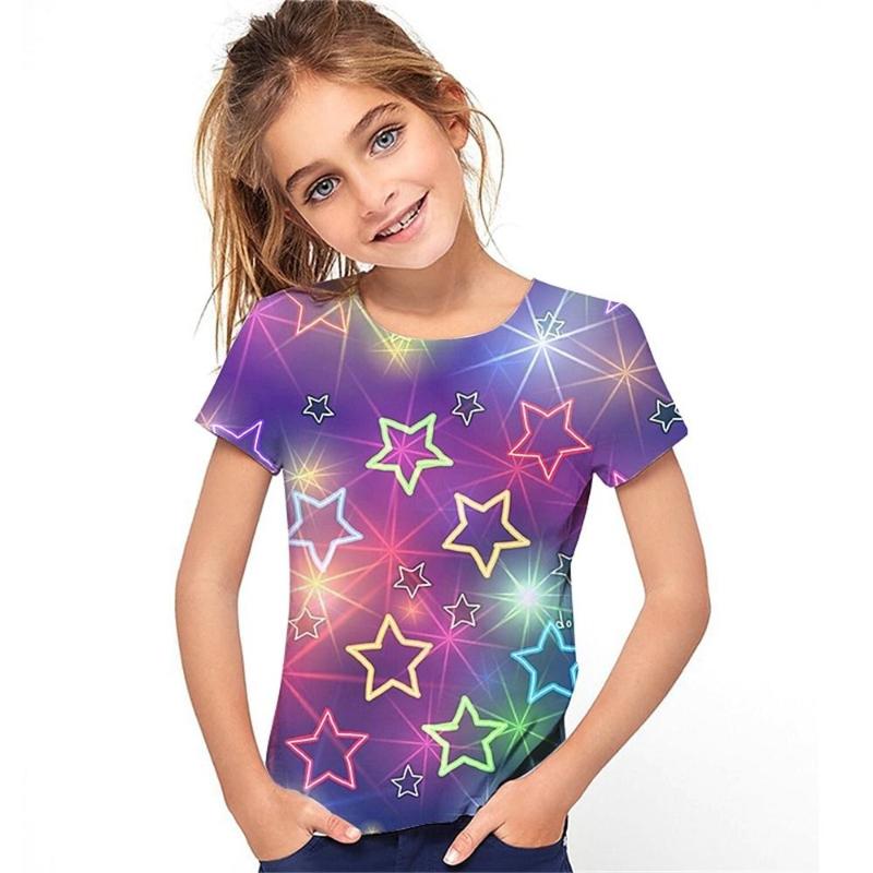 Children's Butterfly Printed Cute Multi Color T-shirts Girls Fashion Soft Comfortable T-shirt