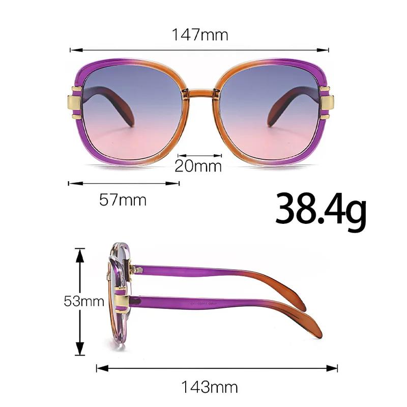 New In  Sunglasses for Women Modern Fashion Purple Orange Gradient Decorative Glasses Transparent Plastic Frame Metal