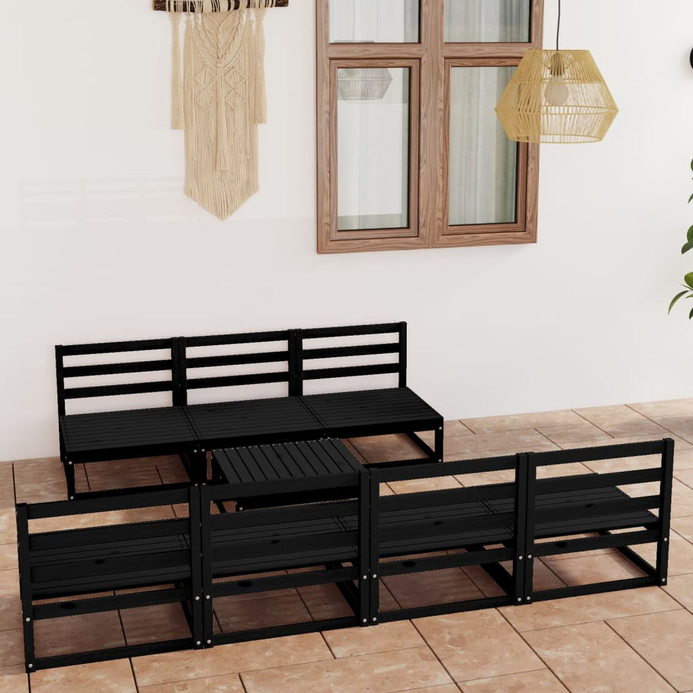 Salon de jardin 8 pcs  bois de pin massif