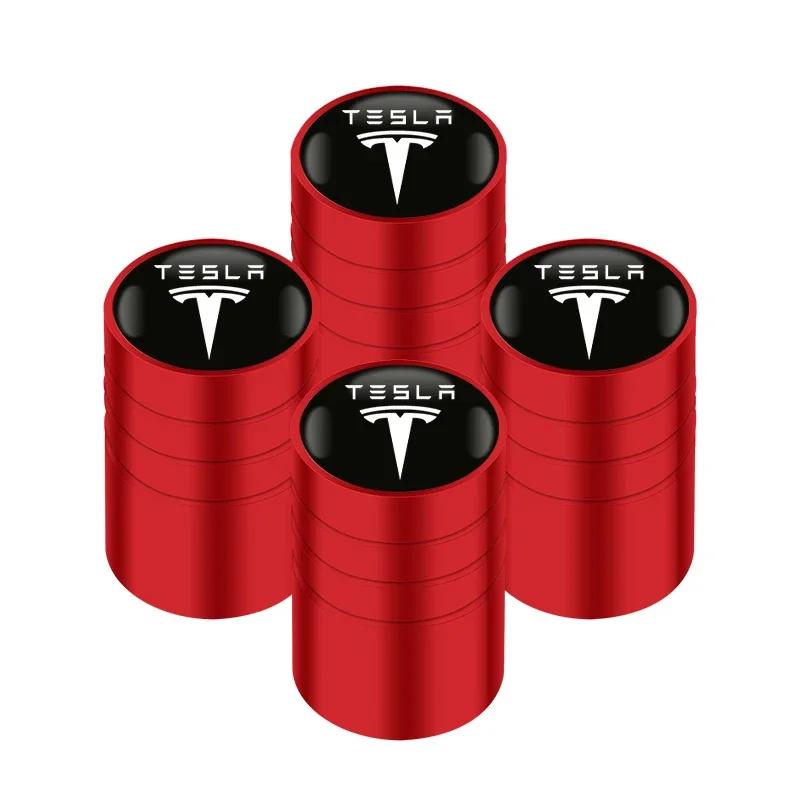 Car Sticker Tesla 4pcs Aluminum Alloy Car Wheel Tire Valve Caps Tyre Rim Stem Covers For Tesla Model 3 Model X Y Style Roadster
