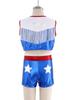 Children‘s Cowgirl Costume Set Sequins Metallic Fringe Sleeveless Top and Matching Shorts for Western Theme Fancy Ball Party