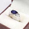 Erkekler İçin 925 Ayar Gümüş Yüzük Üzerinde Mavi Safir Oval Kesim Değerli Taş #B609 JL375686498301