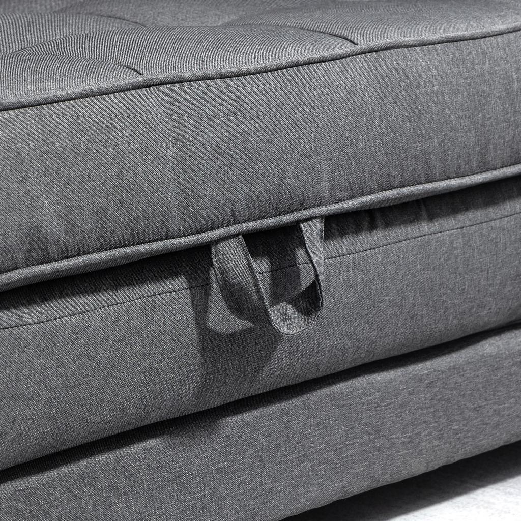 Sleeper Sofa Folding Sofa 2-Seater Fabric Sofa Sofa Bed Sofa with Sleep Function Sofa Set Linen-Touch Rubberwood Gray 147.5 x 75 x 85 cm
