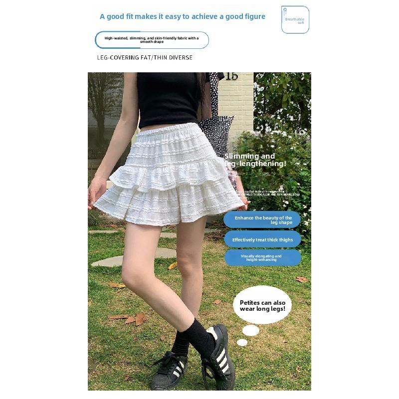 Purely desirable ballet-style sweet cake skirt women's clothing 2026 new high-waisted slimming A-line short skirt with anti-exposure design