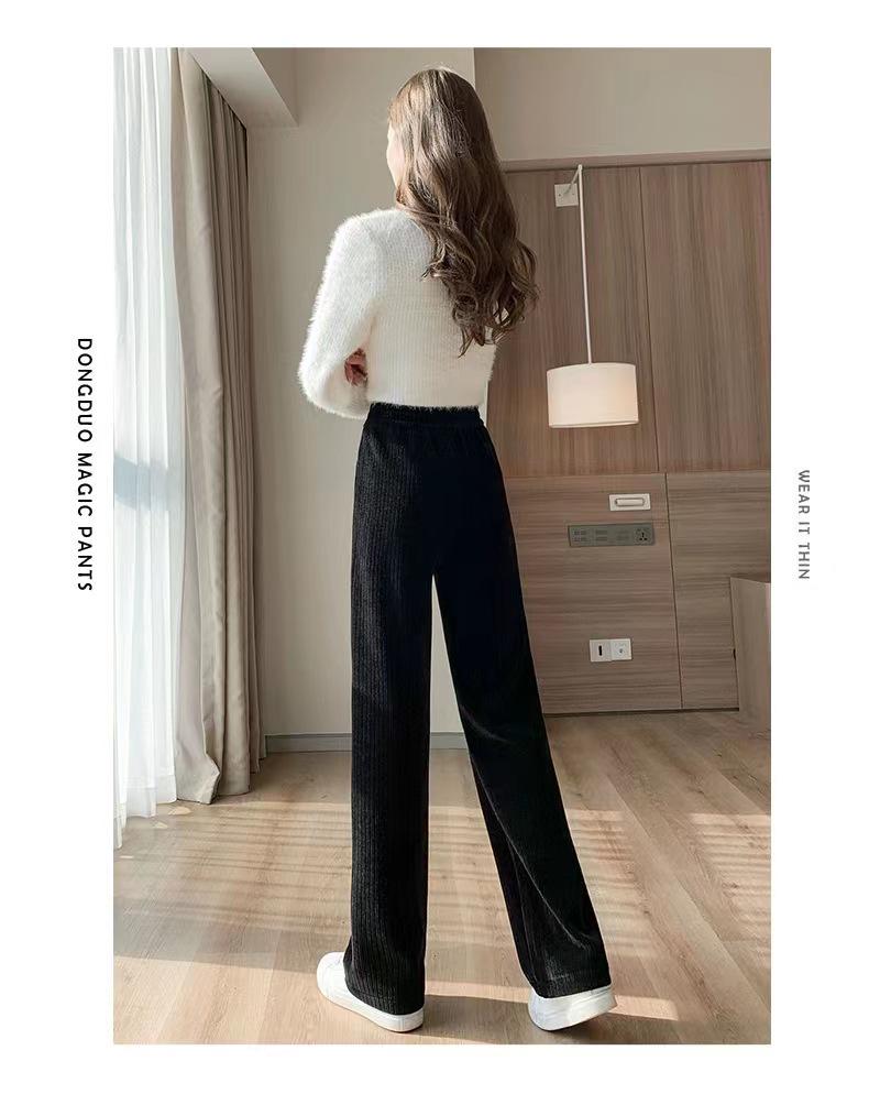 Damen Cordhose mit hohem Bund und weitem Bein - Weiß, Fleecegefüttert, Lockere Passform, Frühling/Herbst 2023