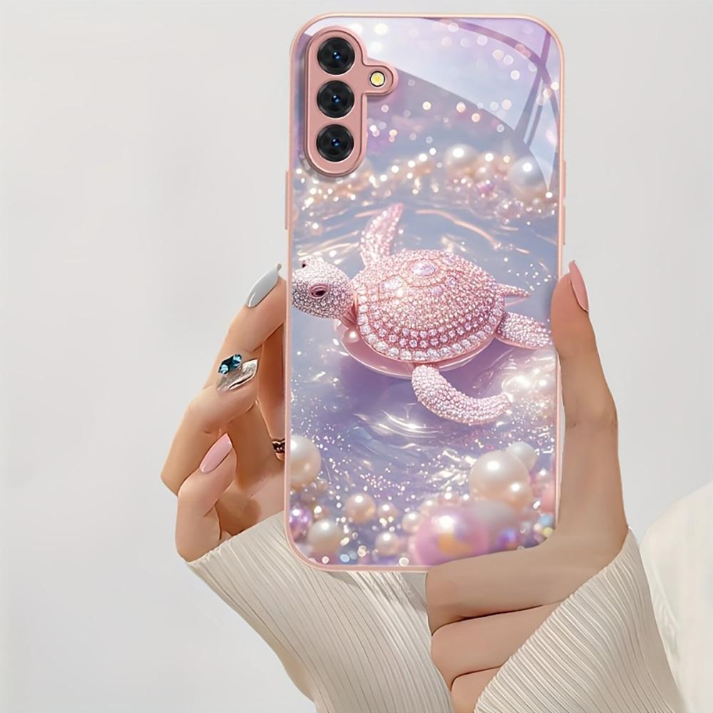 Pink Cute Animal Phone Case For Samsung S26 Ultra S25 Plus Case Samsung S24 Ultra S23 S22 S21 S20 FE Cases Hard Glass Back Cover