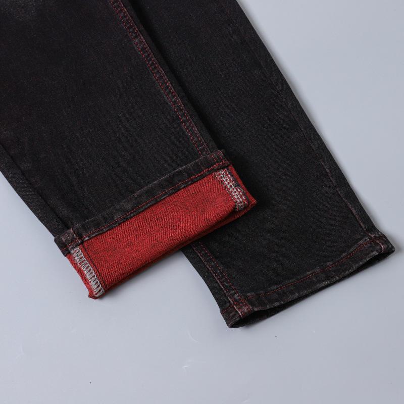 Herrsvarta Skinny Fit Ruvade Denim Tapered Byxor