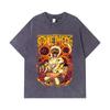 275 GSM Washed T-shirts 100% Cotton One Piece V5 Luffy Gears Print Unisex Heavy Cotton T Shirt