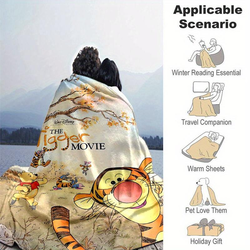 1pc, Winnie the Pooh and Tigger Home Decor Blanket, Gift for Your Living Room, Bedroom, or Outdoor, Flannel Throw Blanket