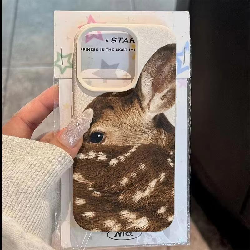 Nahaufnahme Sika-Hirsch Illustration Muster TPU Hülle für iPhone 17 Pro Max 16 15 14 13 12 11 XS XR X 7 8 Plus Stilvolle TPU Weiche Abdeckung