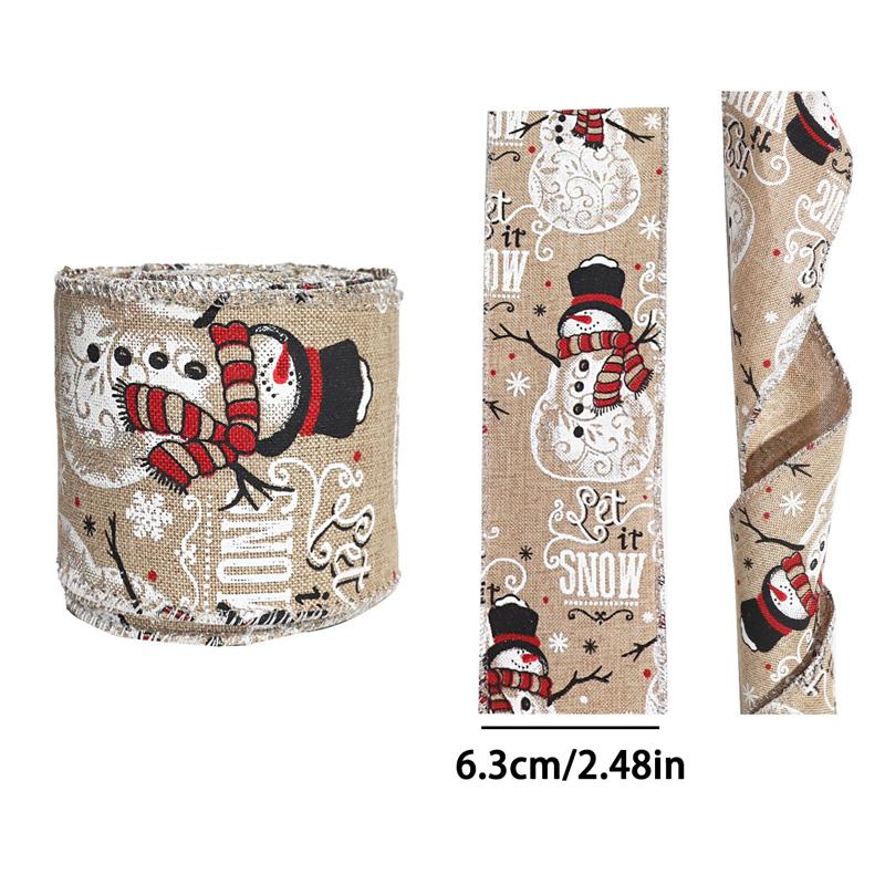 2M/Roll Christmas Classical with Wired Edge DIY Xmas Tree Ribbon Gift Wrapping Craft Ribbon Wreath Bows Imitation Hemp