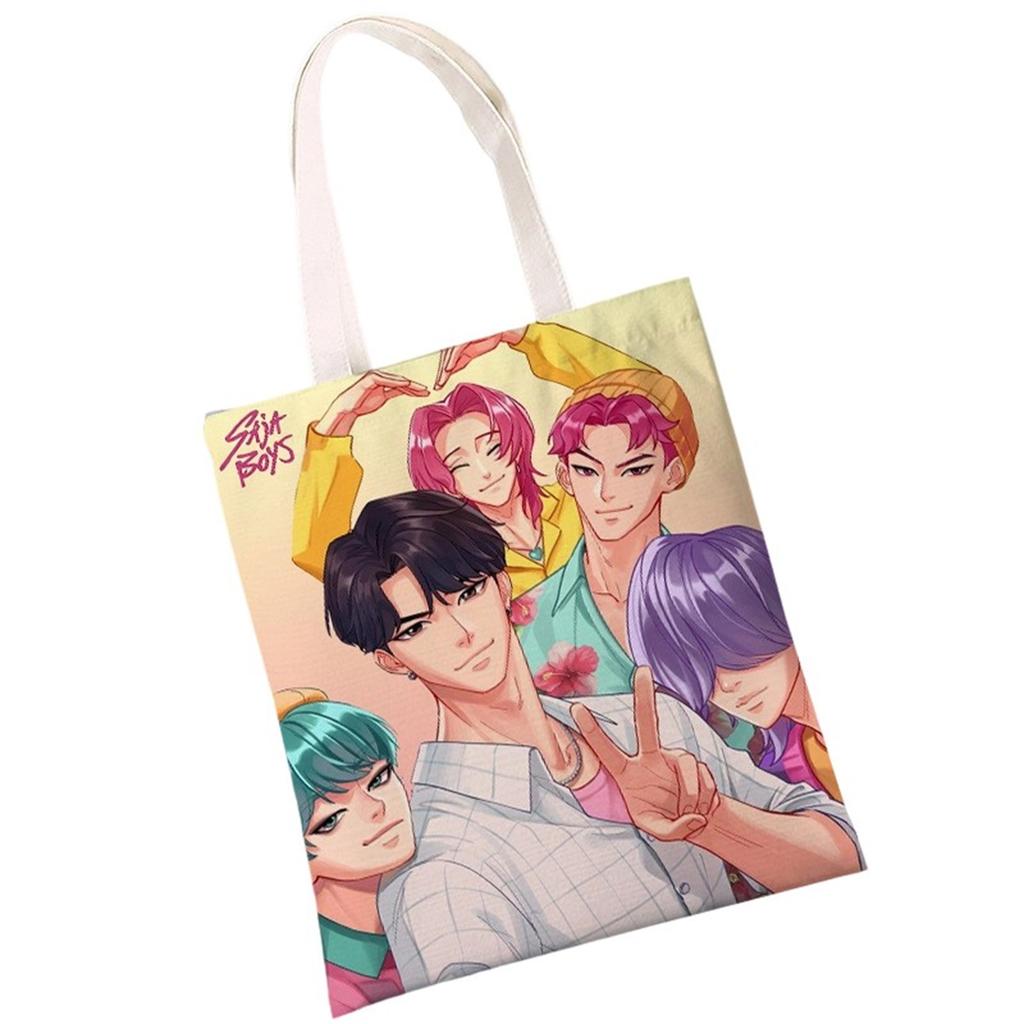 Cartoon Anime Boys And Girls Canvas Bag Shaka Men's Group Hunting Peripheral Double-sided Color Printing Shoulder Bag