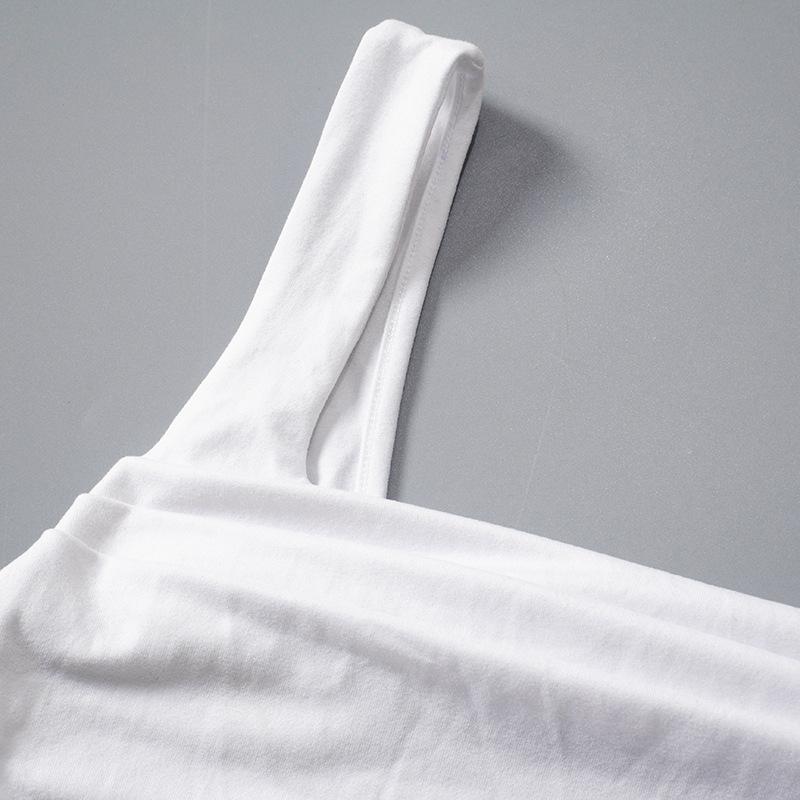 GMXIA Women's Spring Halter Slim Solid Color Patchwork Pleated Halter Vest T-shirt Top