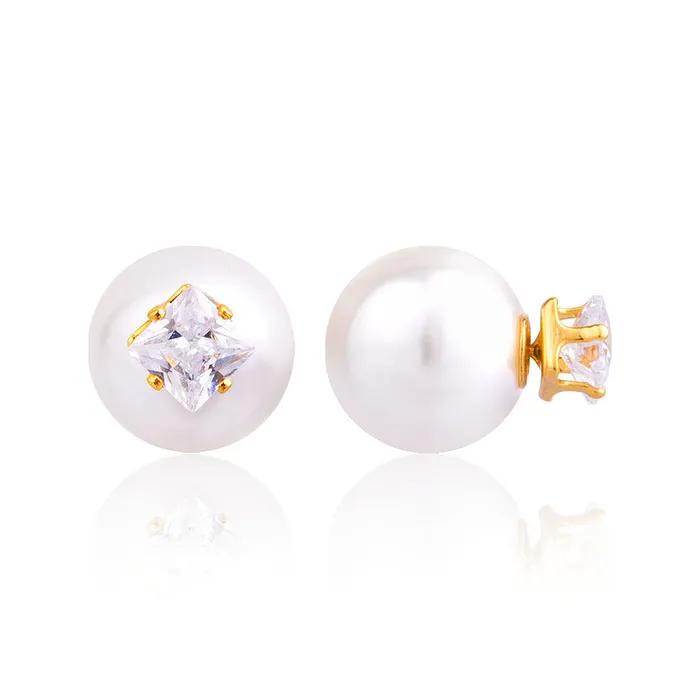 Cubic Pearl Layered Post Earrings SHER0053