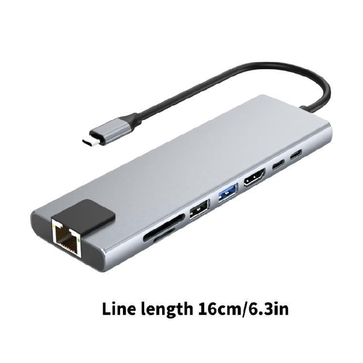 Professional USB C Dock 8 Port Expansion  HDTV USB3.0 USB2.0 PD100W Ri45 Docking Station for PC Laptop Accessories