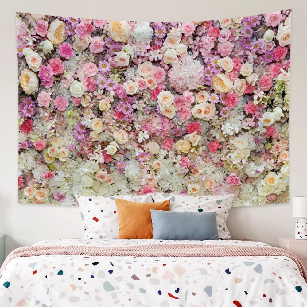 Beautiful Rose Pattern Tapestry Daisy Background Cloth Home Decoration House Living Room Wall Hanging Cloth