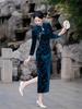 Velvet Long-Sleeve Cheongsam: Modern Shanghai Slimming Dress