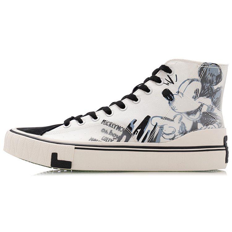 Disney x Li Ning Résistantes au Glissement Résistantes à l'Abrasion Équilibrées Chaussures Montantes en Toile pour Femmes Noir Beige Blanc AGCQ324-1