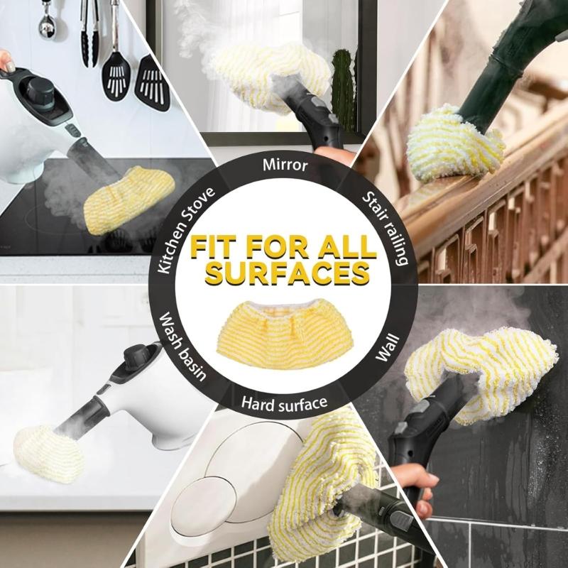 6Pieces High Absorbency Mop Pads Stitched Edges Steam Mop Covers Suitable for Steaming Cleaner Models Reusable Design