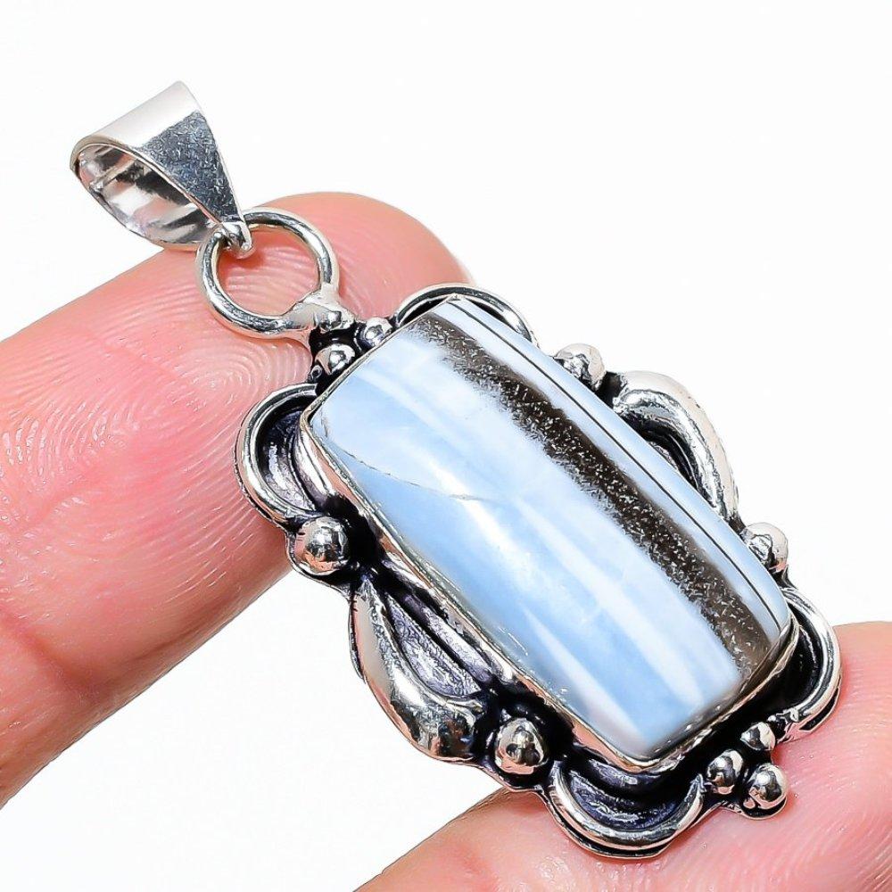 Owhyee Opal Gemstone Handmade 925 Sterling Silver Jewelry Pendant 1.85" P5t17