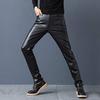LIFESHINE Leather PU Motorcycle Windproof and Solid Biker Long Skinny Gift Not Men's Pants, Leather, Pants, Cold-Resistant, Color, Fleece-Lined,