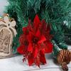 5pcs 14cm Glitter Artificial Christmas Flowers Xmas Tree Ornaments Merry Christmas Decorations for Home New Year Gift
