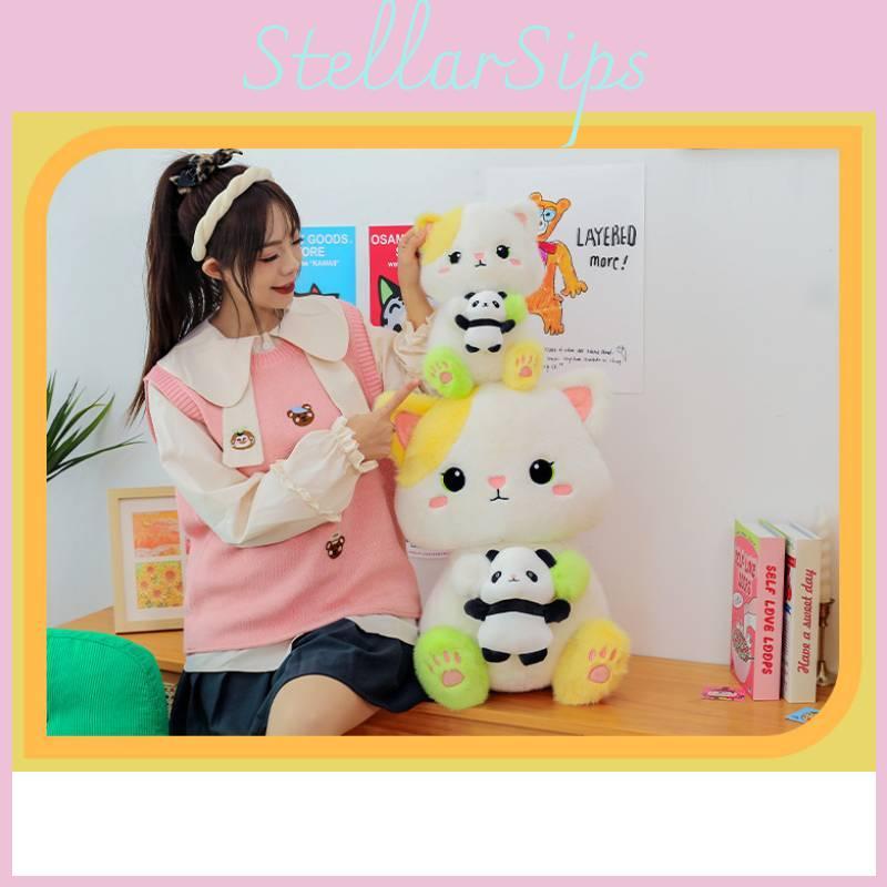 Katze Mit Panda Plüschtiere Cartoon Stoffpuppen Zimmerdekorationen Kindergeschenke