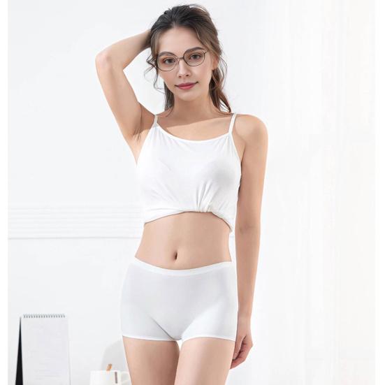 Women Safety Pants High Elasticity Solid Color Ice Silk Seamless Anti-exposure Mid Waist Quick Dry Mini Skirt Inner Shorts Yoga Shorts Underpants