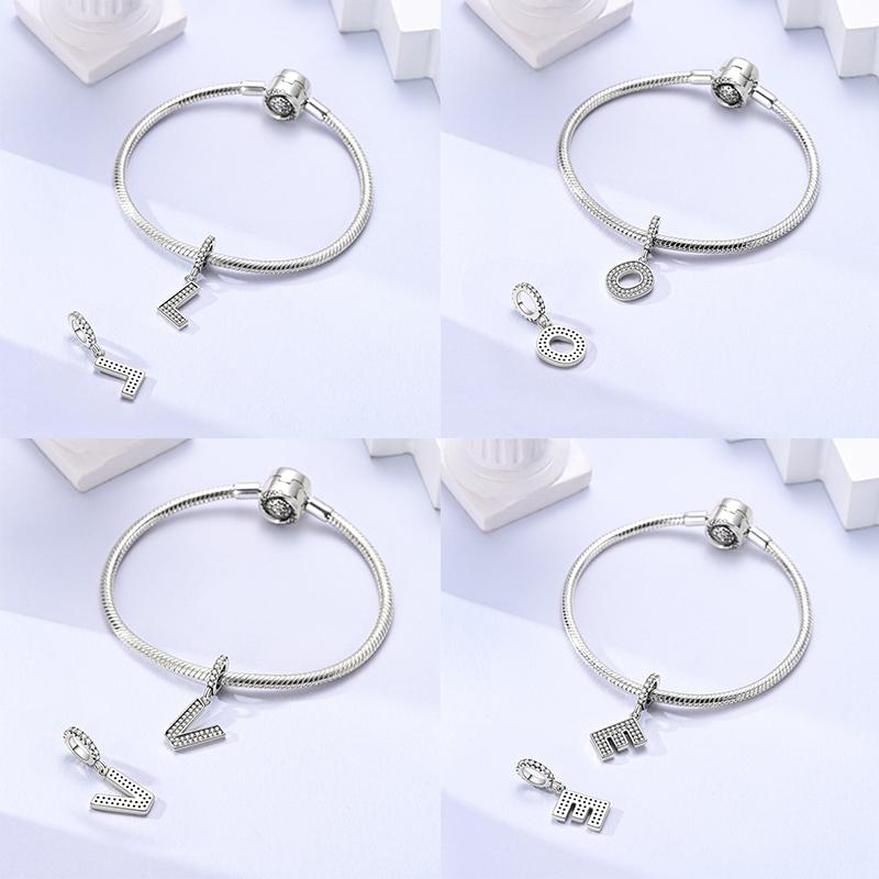Classic Copper 26 Letters A-Z Alphabet Charms Beads Fit Original Bracelet Bangle Necklace Dangle Women Jewelry Gift