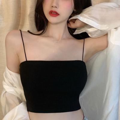 Summer Women's Suspender with Fashionable Slim Fitting Top Women's Strapless Sleeveless Vest Sexy Solid Color Tank Top