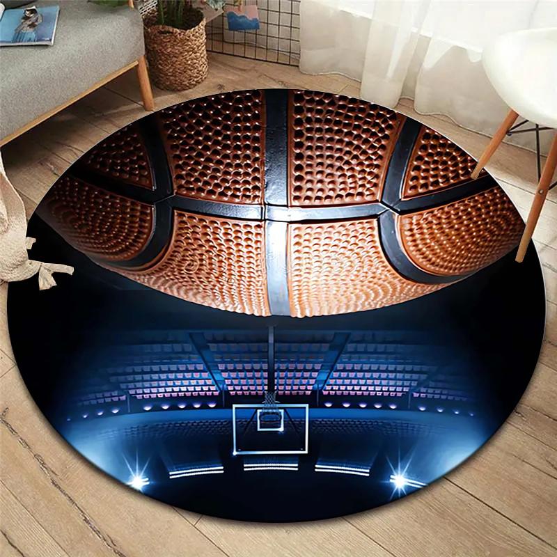 basketball Round Area Rug,Carpet Rug for Living Room Bedroom Sofa Playroom Decor,Non-slip Floor Mat