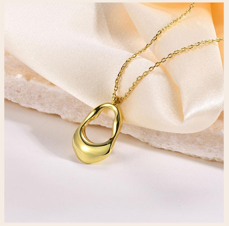 18K Gold Plated Pendant Necklace For Women, Hollow Irregular Statement Necklace Trendy Jewelry