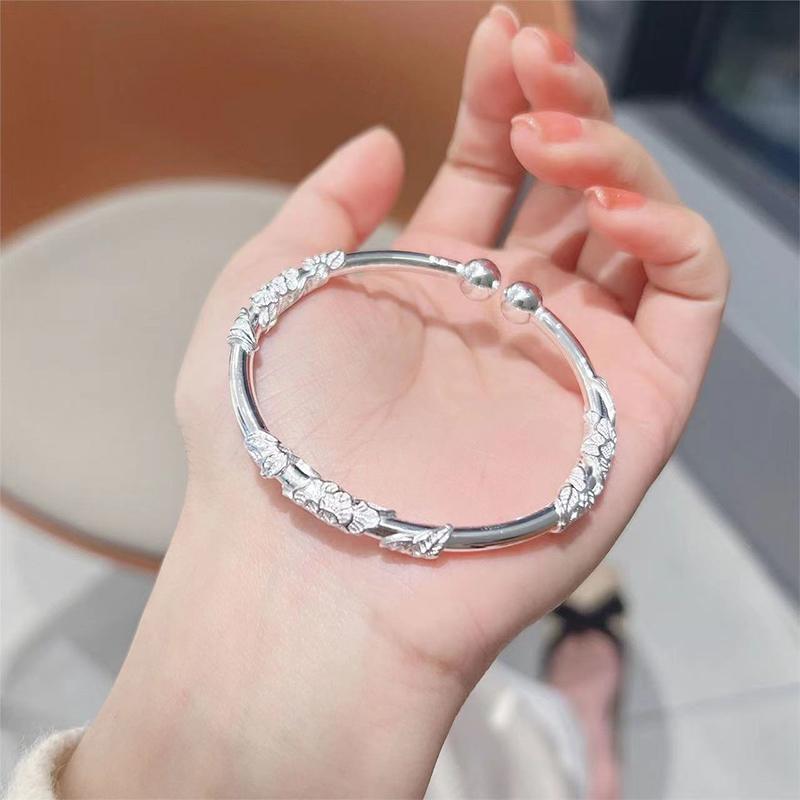 Chinese Style Retro Delicate Bangles For Women Girls Simple Opening Adjustable Bracelets Jewelry Accessories Birthday Gifts