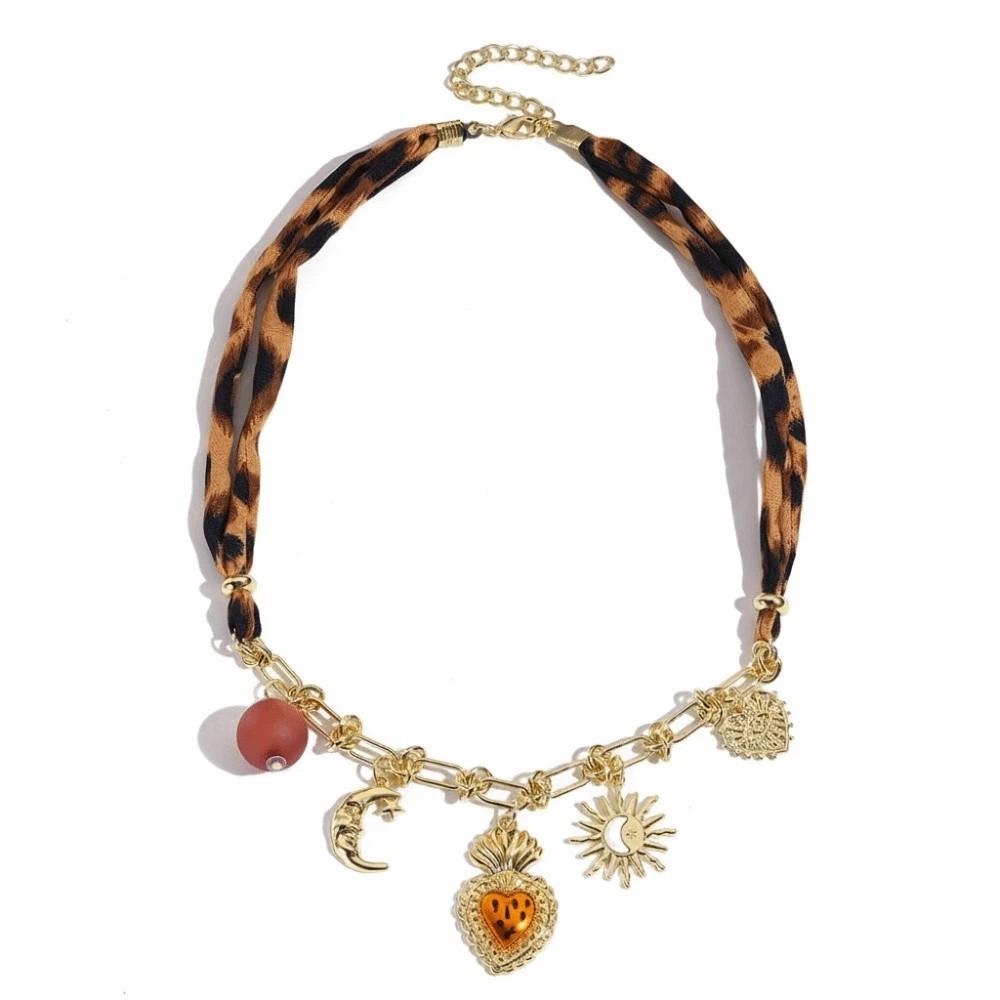 Bohemian Scarf Necklace Heart Charm Scarf Chocker Stackable Jewelry Charm Necklace  Daily