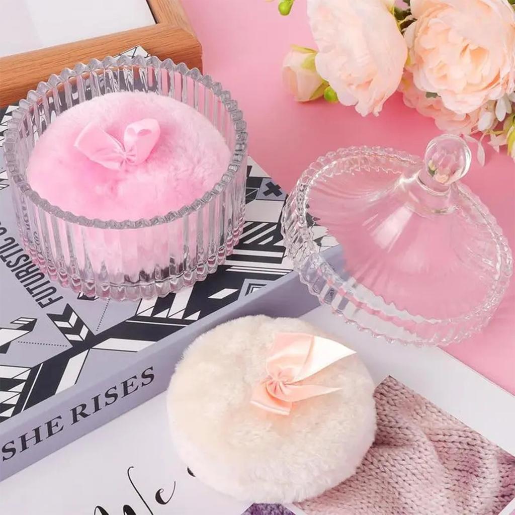 Body Powder Puff And Container,Dusting Powder Jar With Makeup Puff,Large Dusting Powder For Women Body Puff