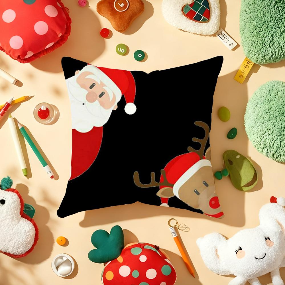 Classic Father Christmas Pillow Case Plush Fabric Soft Double-Sided Printed Sofa Warm Winter Home Gift Cushion Cover