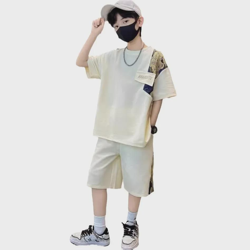 2024 Boys' Cartoon Summer Streetwear Two-Piece Suit - Cool, Trendy Clothing for Medium and Large Children